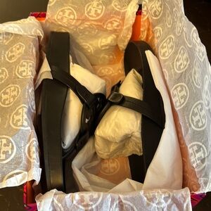 Tory Burch Black Logo Sandals